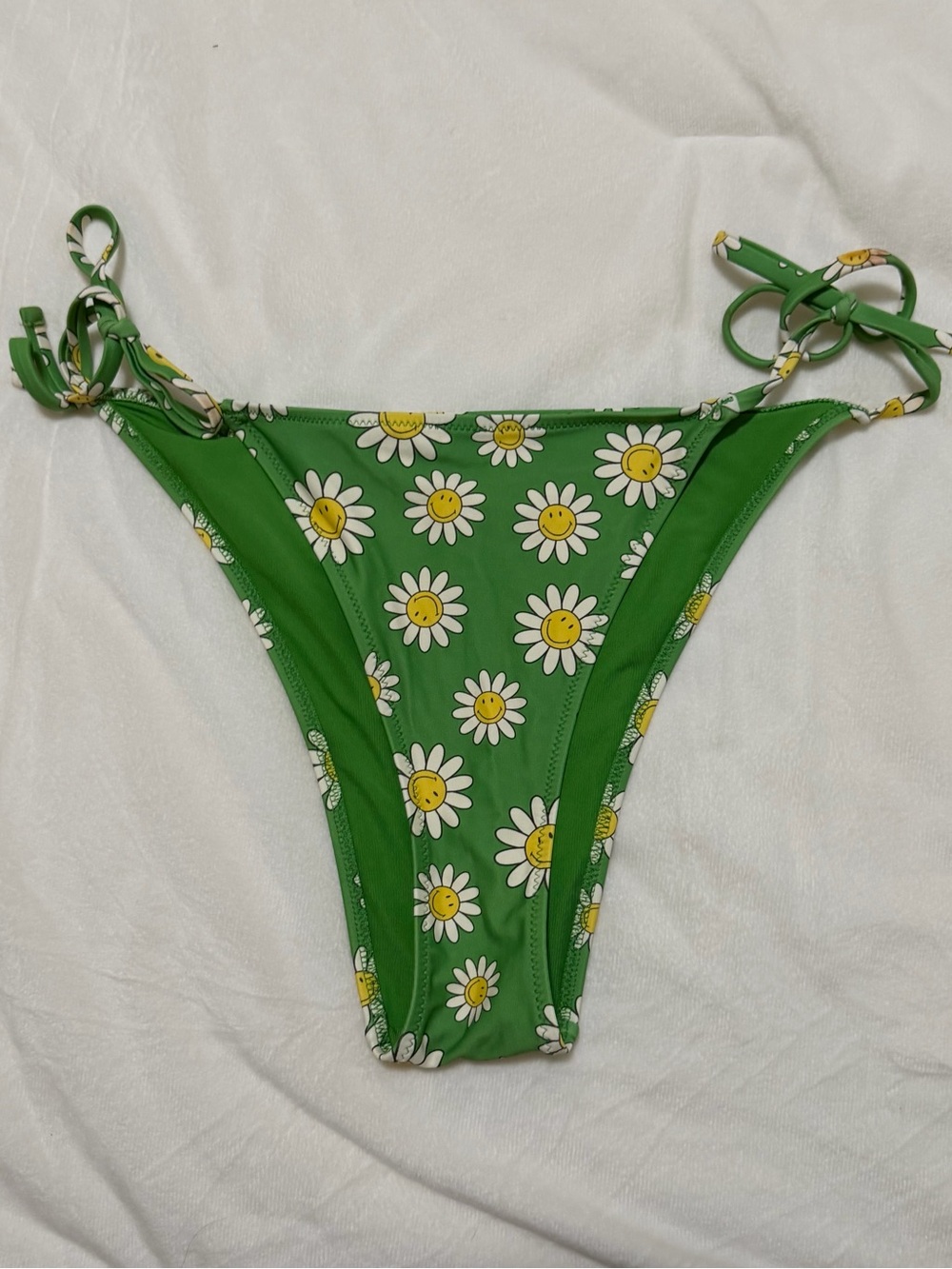Aerie Cheekiest Bikini Bottom in Green Floral Smiley Print
